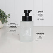 Frosted Glass Dispenser Bottle Set, Hand Soap & Hand Lotion, 250ml, Square White Label