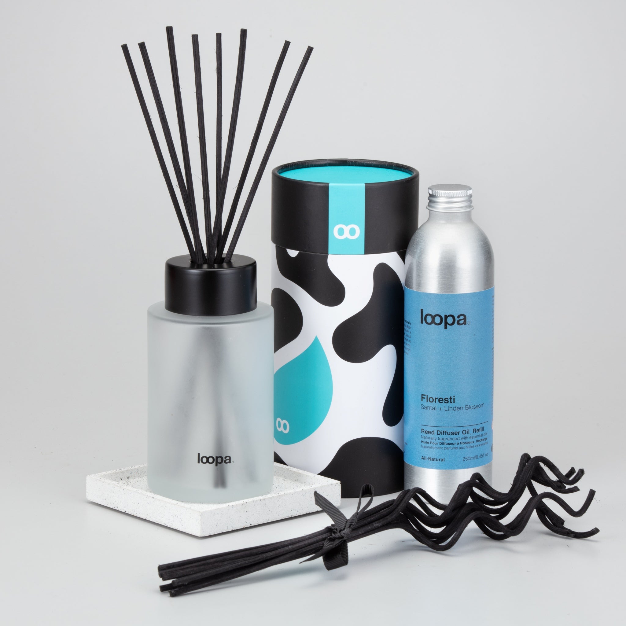 Diffuser Starter Set, 250ml, Santal + Linden Blossom (Floresti)